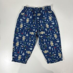 Vintage OshKosh B'gosh Boys Blue Denim Pants Teddy Bear Golf Racquet Print Rare